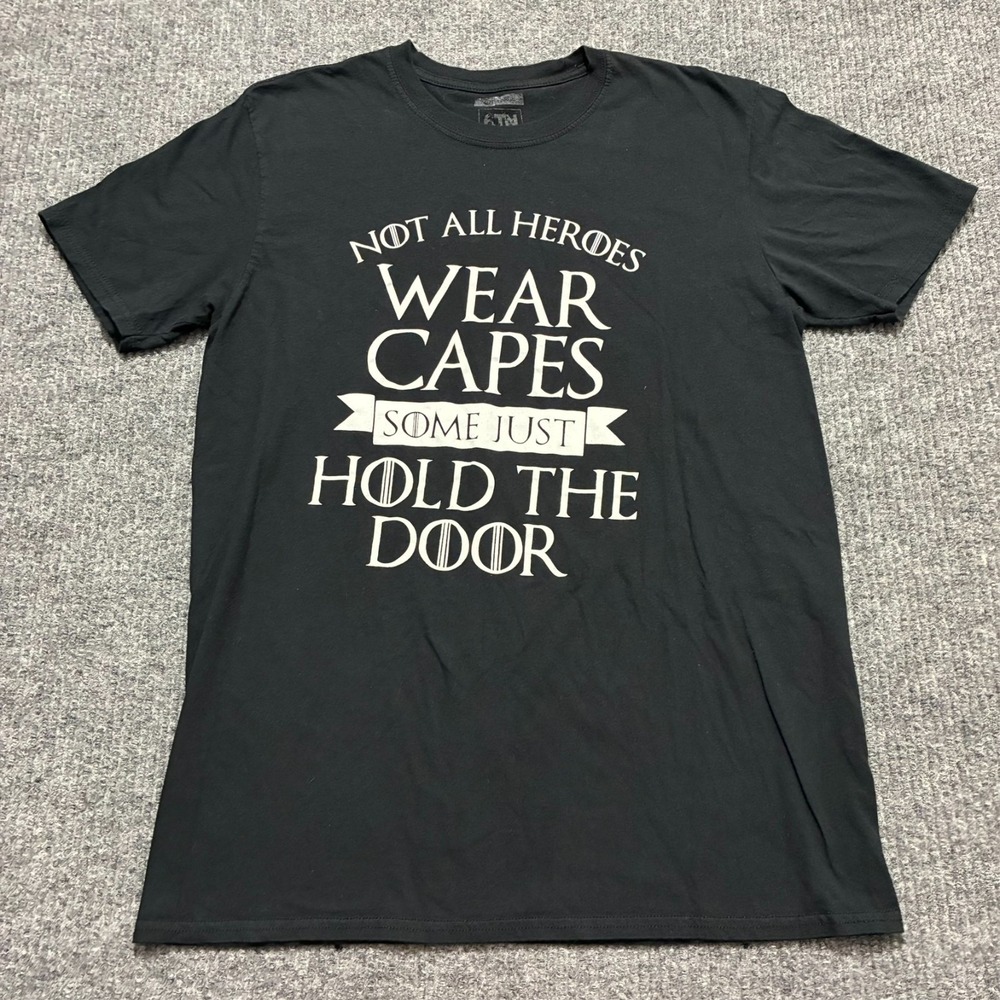 6Teeniners Authentic Not All Heroes Wear Capes Shirt Size‎ L Black Short Sleeve